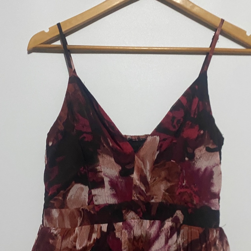 Lulu’s S Gorgeous Blooms Burgundy Tiered Maxi Dress As Is - Picture 5 of 11